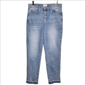 NICOLE MILLER SOHO HIGH RISE SLIM STRAIGHT JEAN RAW HEM SIZE 8